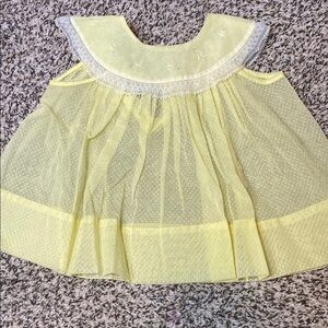 VNTG Nannette Sheer Yellow Casual Dress with Swiss Dot